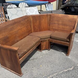 Vintage Wooden Corner Church Pew Bench with Cushions