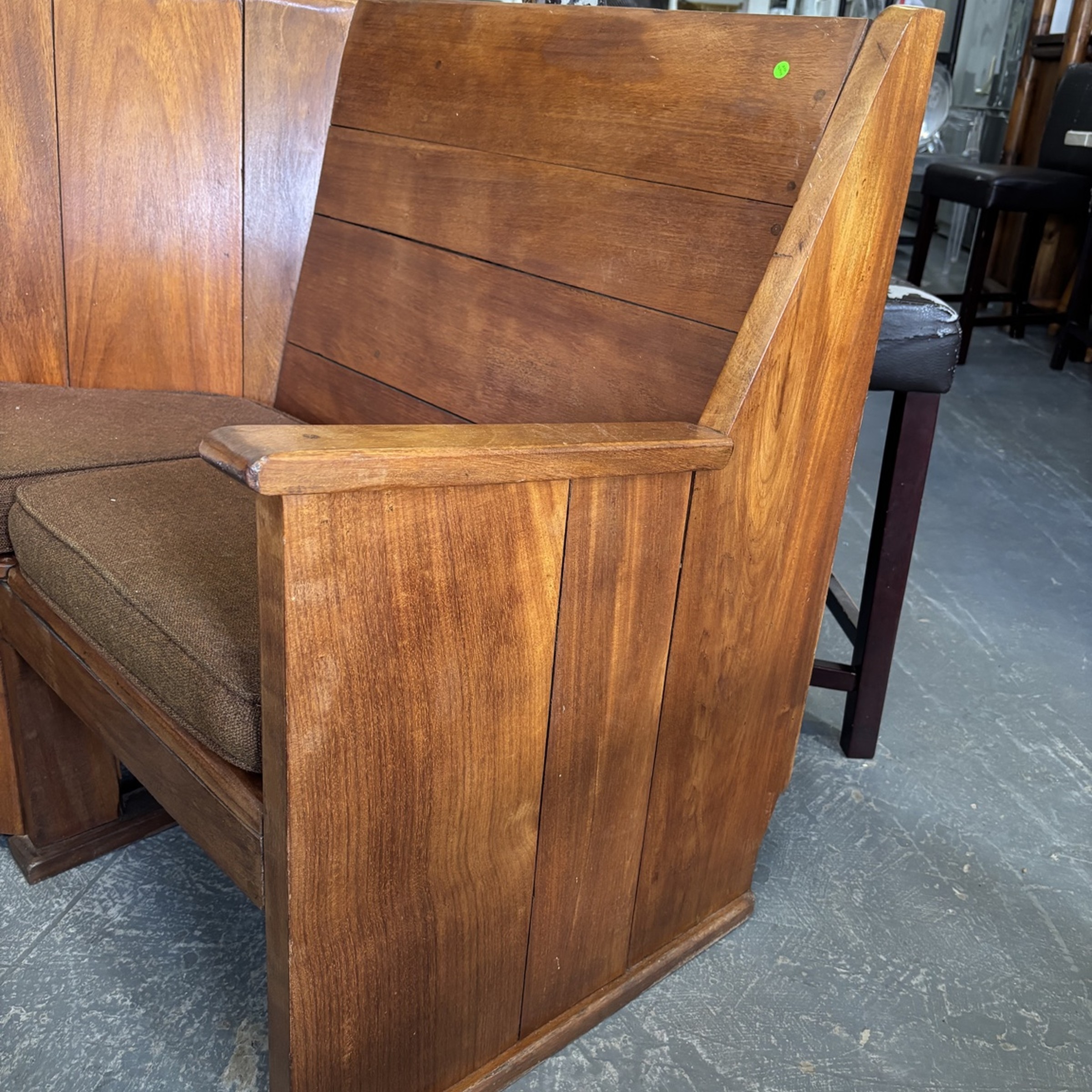 Vintage Wooden Corner Church Pew Bench with Cushions - Image 6
