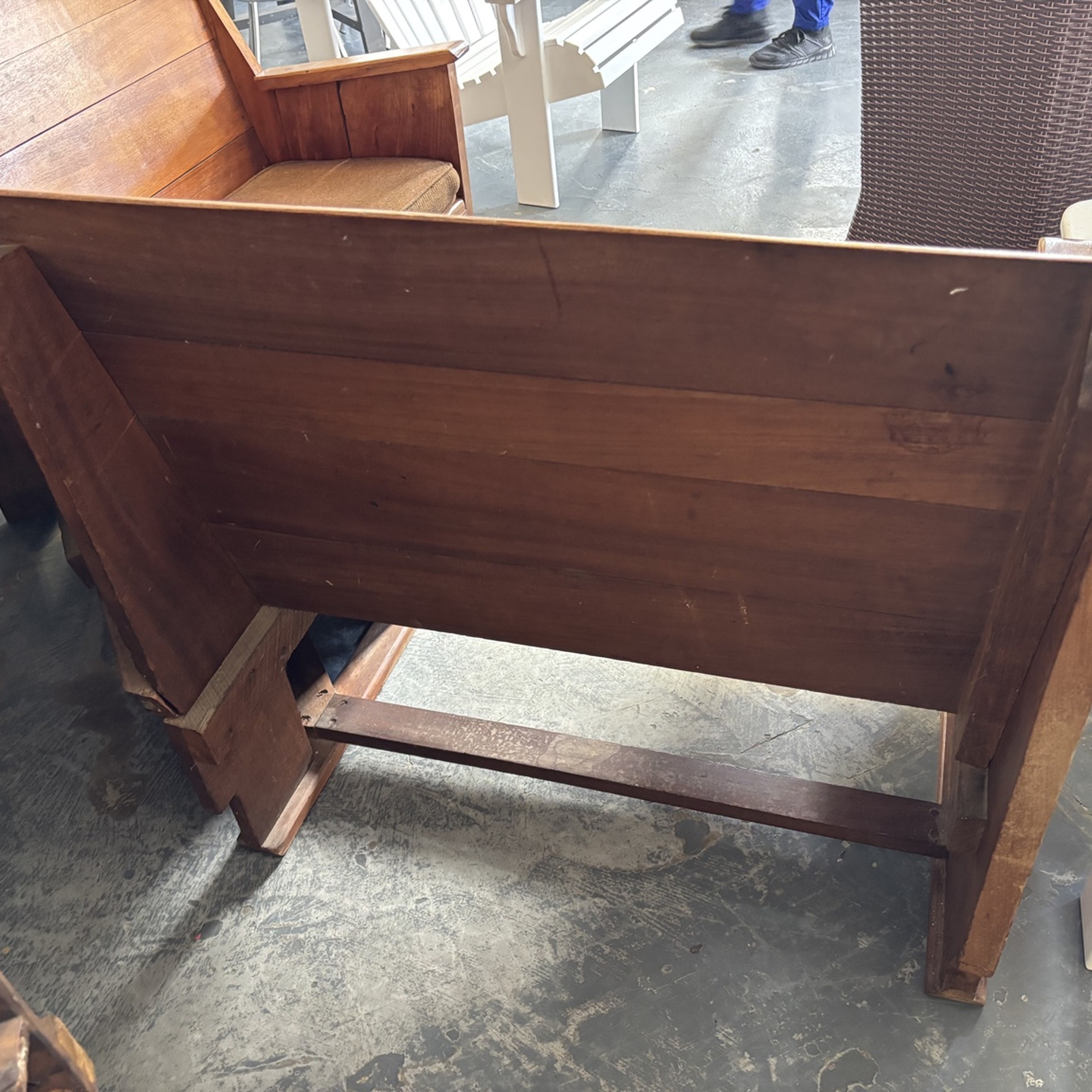 Vintage Wooden Corner Church Pew Bench with Cushions - Image 5