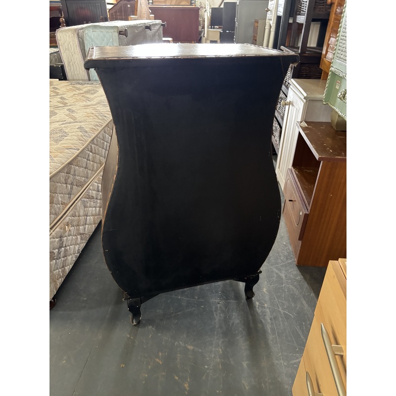 Vintage-Style Faux Leather Bombe Chest of 5 Drawers - Image 7