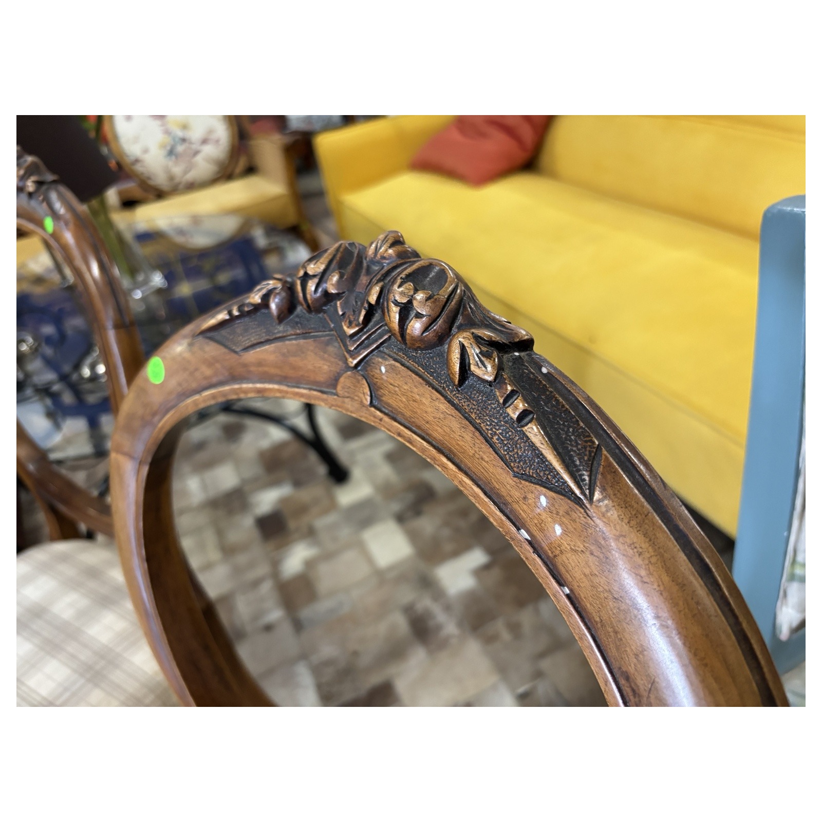 Pair of Vintage Carved Balloon Back Dining Chairs - Image 5