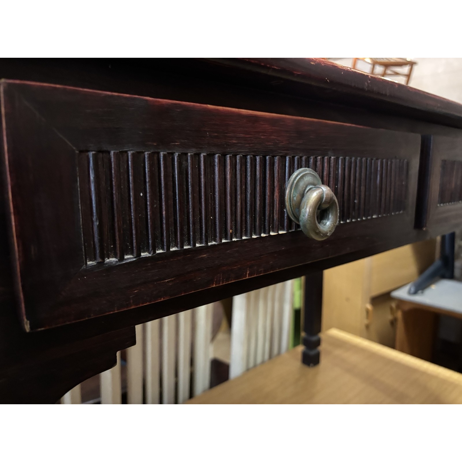Dark Wood Two-Drawer Console Table / Vanity - Image 3