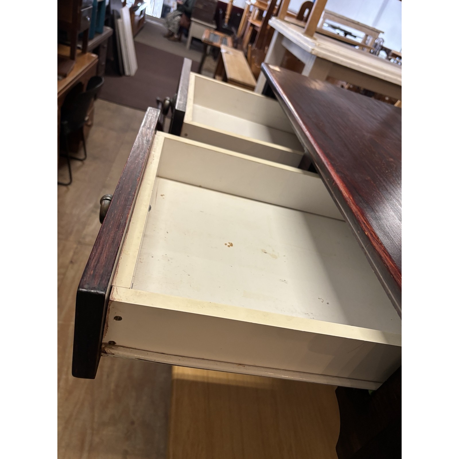 Dark Wood Two-Drawer Console Table / Vanity - Image 2