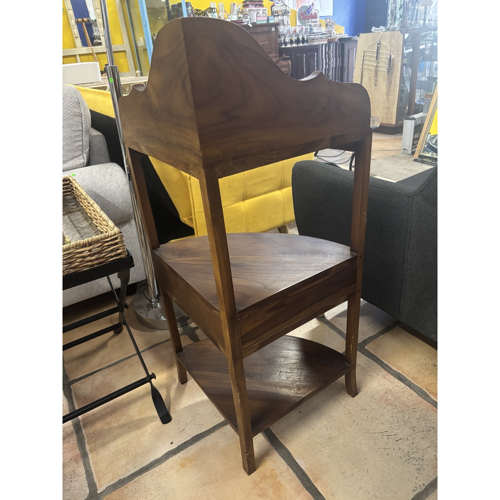 Mahogany Corner Display Stand with Drawer & Shelves - Image 4