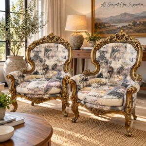 Pair of Ornate Gold Rococo Armchairs – Statement Pieces