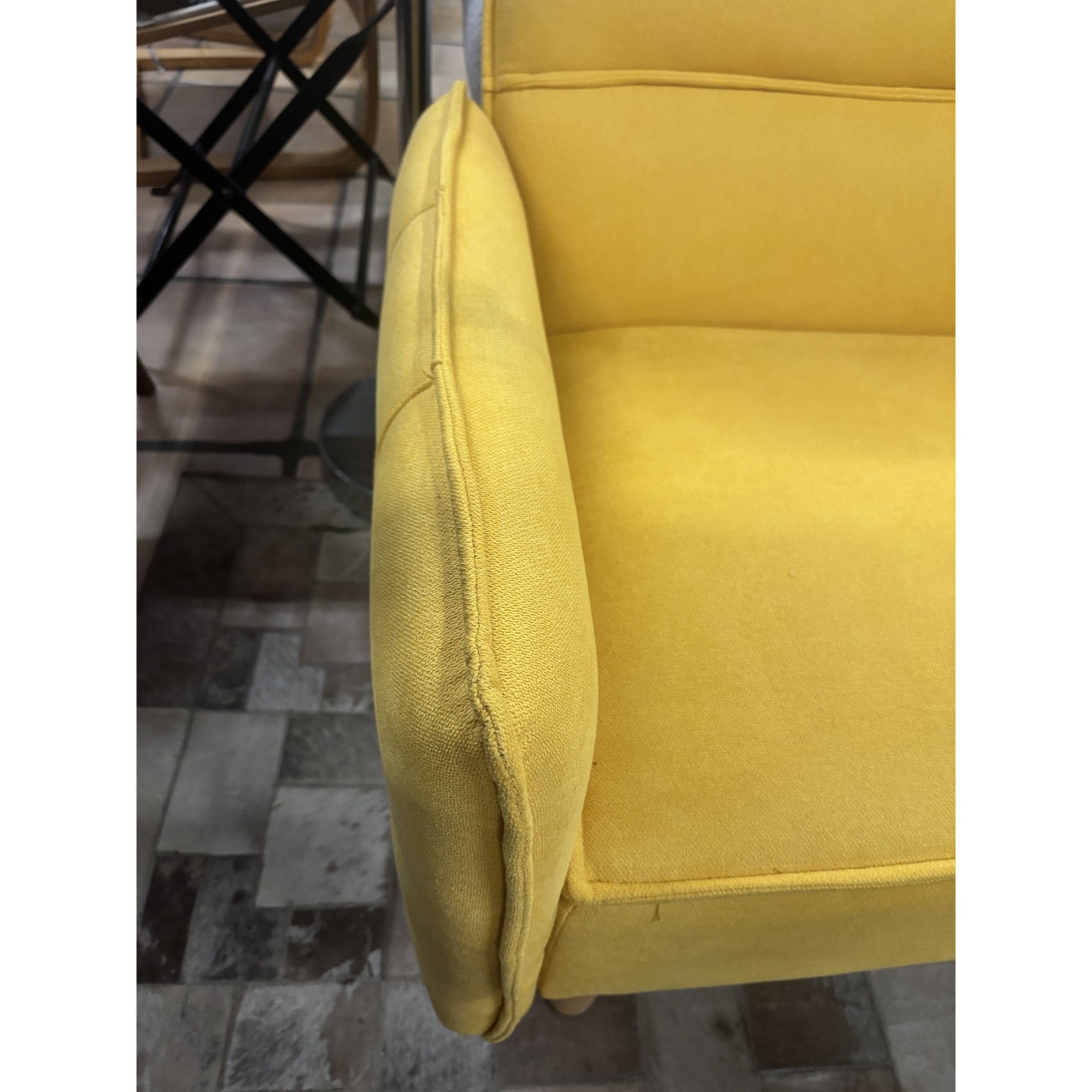 Mustard Yellow Upholstered 3-Seater Sleeper Couch - Image 4
