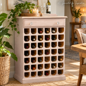 Shabby Chic Pink Wooden Wine Cabinet – 42 Bottles