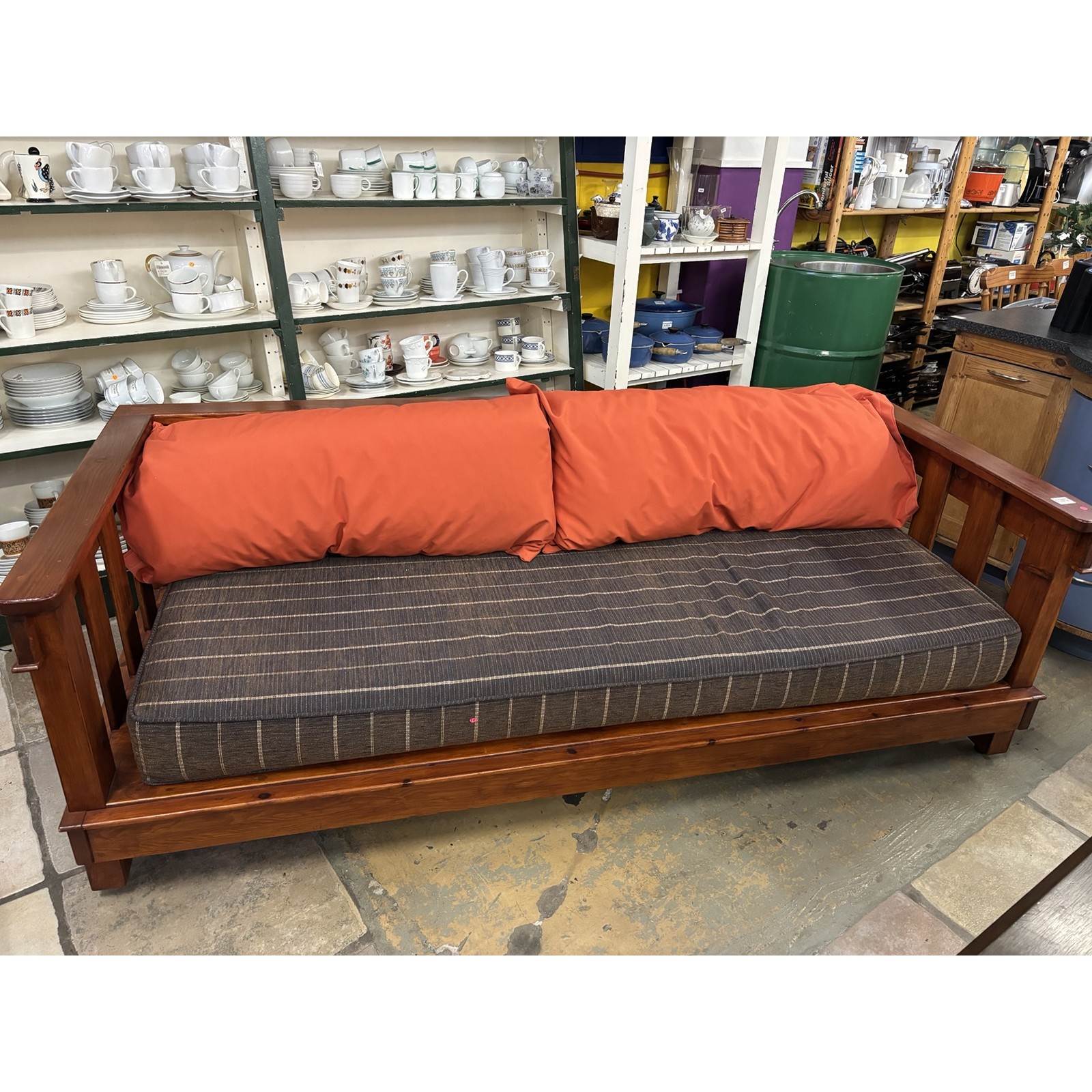 Solid Timber Daybed Sofa – Honey Finish with Cushions - Image 4