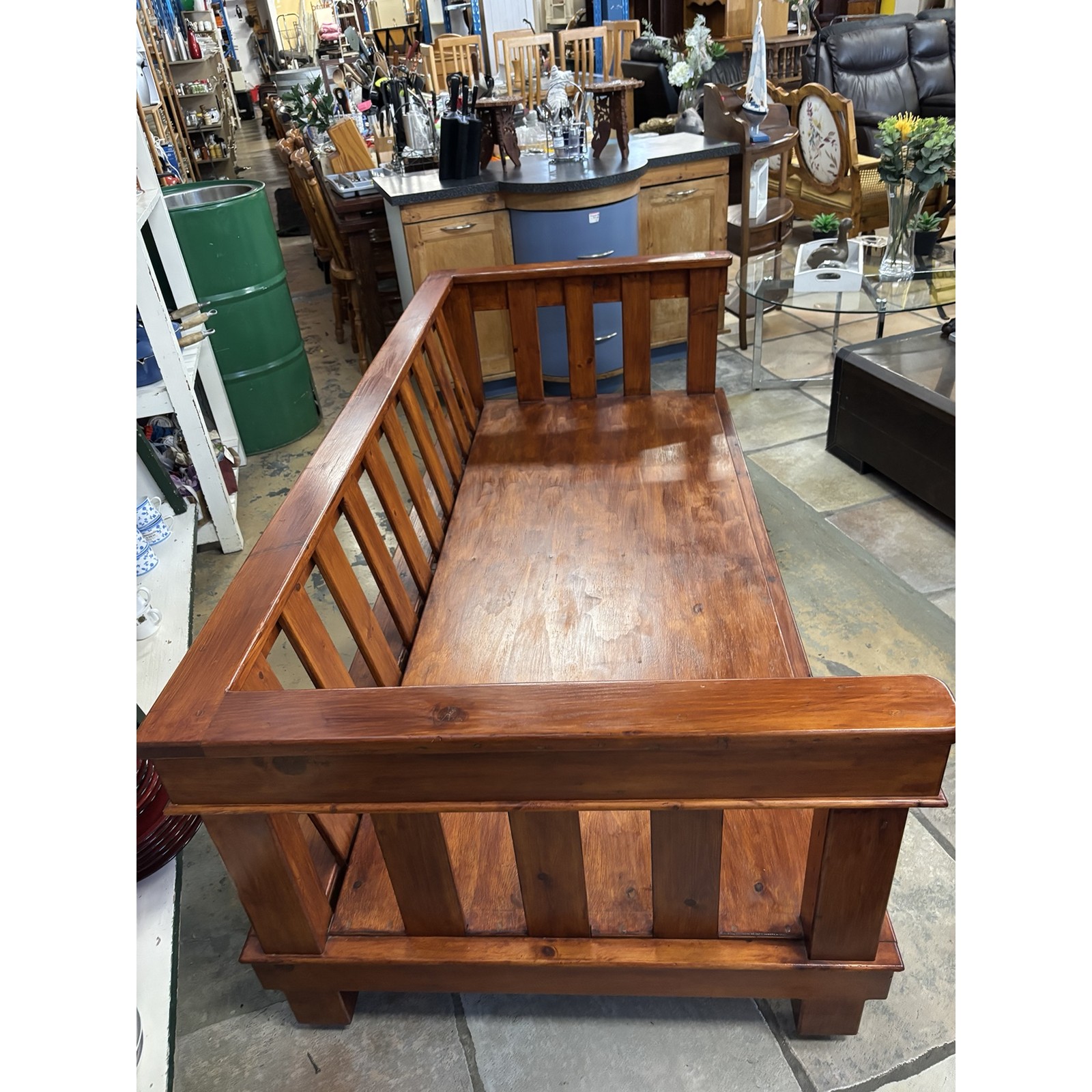 Solid Timber Daybed Sofa – Honey Finish with Cushions - Image 3
