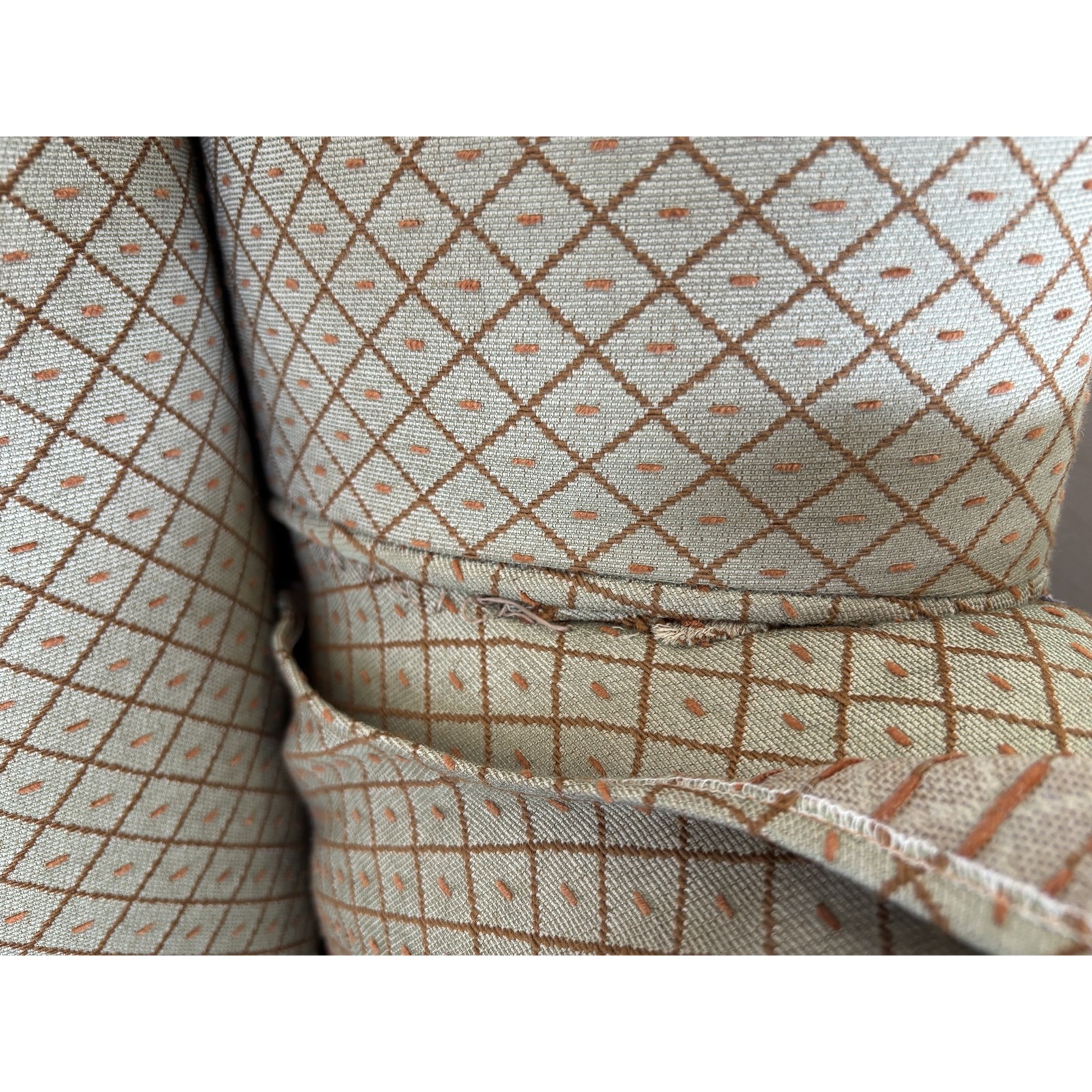 Classic Beige Patterned Wingback Armchairs – Pair - Image 6